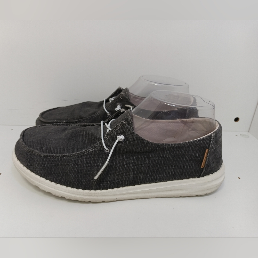 Hey Dude Womens Wendy Chambray Off Black Slip On Comfort Shoes Sneakers Size 8